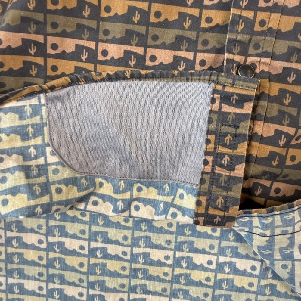 Howler Brothers Mens Large Gaucho Snap Shirt Desert Cactus Print Short Sleeve - Picture 7 of 14